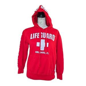Women's Size XS Red White Lifeguard Orlando Pullover Hoodie